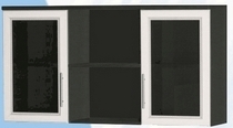 Антресоль большая с двумя стеклодверями ДЛЯ ГОСТИНОЙ АБС-2 Венге/Дуб выбеленный в Нерюнгри - neryungri.katalogmebeli.com | фото