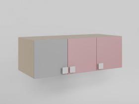 Антресоль на шкаф 3-х створчатый (Розовый/Серый/корпус Клен) в Нерюнгри - neryungri.katalogmebeli.com | фото 1