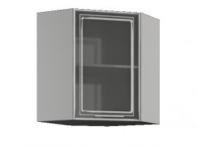 Бетон ШВУС 550*550 Шкаф верхний угловой с одной дверцей со стеклом в Нерюнгри - neryungri.katalogmebeli.com | фото