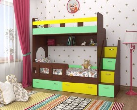 Детская двухъярусная кровать Юниор-1 Белый/Синий Распродажа в Нерюнгри - neryungri.katalogmebeli.com | фото 4
