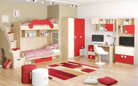 Детская комната Бэрри (Бежевый/Красный/корпус Клен) в Нерюнгри - neryungri.katalogmebeli.com | фото 2