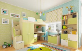 Детская комната Эппл (Зеленый/Белый/корпус Клен) в Нерюнгри - neryungri.katalogmebeli.com | фото 2