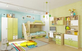 Детская комната Эппл (Зеленый/Белый/корпус Клен) в Нерюнгри - neryungri.katalogmebeli.com | фото 3