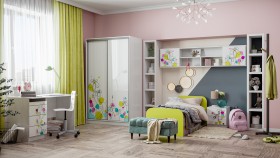Детская комната Флер (Белый/корпус Выбеленное дерево) в Нерюнгри - neryungri.katalogmebeli.com | фото