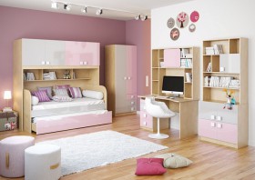 Детская комната Грэйси (Розовый/Серый/корпус Клен) в Нерюнгри - neryungri.katalogmebeli.com | фото 2
