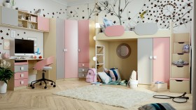 Детская комната Грэйси (Розовый/Серый/корпус Клен) в Нерюнгри - neryungri.katalogmebeli.com | фото 1