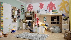 Детская комната Клаксон без машинок (Белый/корпус Клен) в Нерюнгри - neryungri.katalogmebeli.com | фото 2
