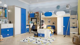 Детская комната Скай Люкс (Синий/Белый/корпус Клен) в Нерюнгри - neryungri.katalogmebeli.com | фото 5