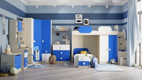 Детская комната Скай Люкс (Синий/Белый/корпус Клен) в Нерюнгри - neryungri.katalogmebeli.com | фото 7