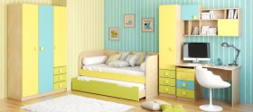 Детская комната Смайли (Желтый/Голубой/Зеленый/корпус Клен) в Нерюнгри - neryungri.katalogmebeli.com | фото 1