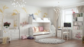 Детская комната Совушки (Белый/корпус Выбеленное дерево) в Нерюнгри - neryungri.katalogmebeli.com | фото 3