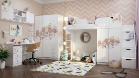 Детская комната Совушки (Белый/корпус Выбеленное дерево) в Нерюнгри - neryungri.katalogmebeli.com | фото