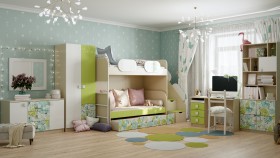 Детская комната Твит (Белый/Зеленый/корпус Клен) в Нерюнгри - neryungri.katalogmebeli.com | фото 4