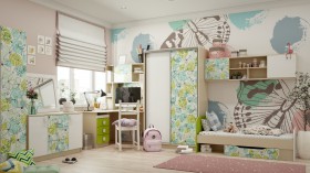 Детская комната Твит (Белый/Зеленый/корпус Клен) в Нерюнгри - neryungri.katalogmebeli.com | фото