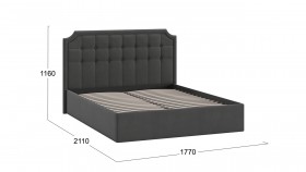 Двуспальная кровать без ПМ «Анабель» Велюр/Графит 1600 в Нерюнгри - neryungri.katalogmebeli.com | фото 3