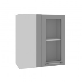 Гарда ПУС 650 шкаф верхний угловой со стеклом (Джинс/корпус Серый) в Нерюнгри - neryungri.katalogmebeli.com | фото