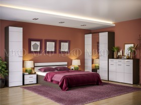 Спальня Нэнси (Венге/Белый глянец) в Нерюнгри - neryungri.katalogmebeli.com | фото