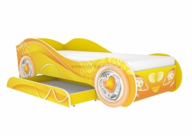 Кровать одноместная Авто-3-2  с ящиком с рисунком Пинк Желтый в Нерюнгри - neryungri.katalogmebeli.com | фото 1