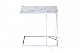 Журнальный столик Stone 01 (Круглый) Металл/Керамика 250 Белый в Нерюнгри - neryungri.katalogmebeli.com | фото 2