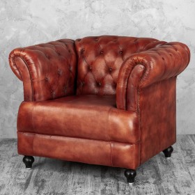 Кресло кожаное Лофт Честер-Нью (Коричневый) в Нерюнгри - neryungri.katalogmebeli.com | фото