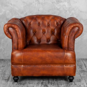 Кресло кожаное Лофт Честер-Нью (Коричневый, Рыжий) в Нерюнгри - neryungri.katalogmebeli.com | фото 7