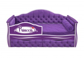 Кровать 160 серии Иллюзия 2 ящика 32 Фиолетовый (мягкие боковые накладки/подушка валик) в Нерюнгри - neryungri.katalogmebeli.com | фото
