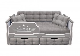 Кровать 160 серии Спорт 2 ящика 45 Серый (подушки) в Нерюнгри - neryungri.katalogmebeli.com | фото