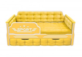 Кровать 160 серии Спорт 2 ящика 74 Жёлтый (мягкие боковые накладки) в Нерюнгри - neryungri.katalogmebeli.com | фото
