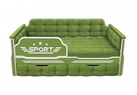 Кровать 160 серии Спорт 2 ящика 76 Зелёный (мягкие боковые накладки) в Нерюнгри - neryungri.katalogmebeli.com | фото