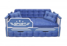 Кровать 160 серии Спорт 2 ящика 85 Синий (подушки) в Нерюнгри - neryungri.katalogmebeli.com | фото