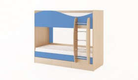 Кровать 2-х ярусная с ящиками (Беленый дуб/Синий) в Нерюнгри - neryungri.katalogmebeli.com | фото