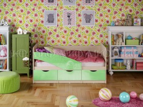 Кровать Бабочки 1,6м (Салатовый металлик) в Нерюнгри - neryungri.katalogmebeli.com | фото 1