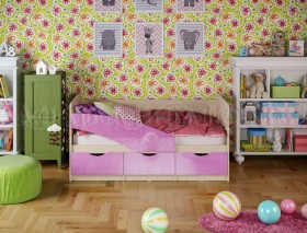 Кровать Бабочки 1,6м (Сиреневый металлик) в Нерюнгри - neryungri.katalogmebeli.com | фото 1