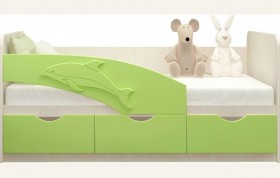 Кровать детская 1,6м Дельфин (Салатовый металлик) в Нерюнгри - neryungri.katalogmebeli.com | фото