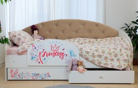 Кровать детская Эльза с бортиком Принцесса Белый/Бежевый в Нерюнгри - neryungri.katalogmebeli.com | фото