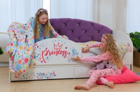 Кровать детская Эльза с бортиком Принцесса Белый/Фиолетовый в Нерюнгри - neryungri.katalogmebeli.com | фото 1