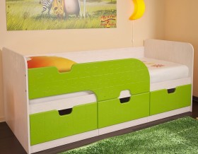 Кровать детская Минима 1,86м с ящиками (дуб атланта/лайм глянец) в Нерюнгри - neryungri.katalogmebeli.com | фото