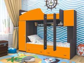 Кровать двухъярусная Юниор-2 Бодего/Оранжевый в Нерюнгри - neryungri.katalogmebeli.com | фото
