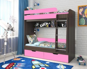 Кровать двухъярусная Юниор-5  Бодего/Розовый в Нерюнгри - neryungri.katalogmebeli.com | фото