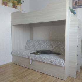 Кровать двухъярусная с диваном (Беленый дуб) в Нерюнгри - neryungri.katalogmebeli.com | фото