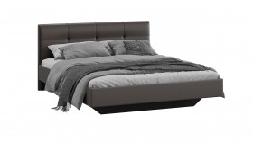 Кровать «Элис» c мягкой обивкой тип 1 Экокожа/Темно-коричневый/1400 в Нерюнгри - neryungri.katalogmebeli.com | фото