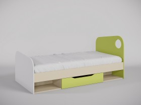 Кровать Эппл 1950х950 (Зеленый/Белый/Клен) в Нерюнгри - neryungri.katalogmebeli.com | фото