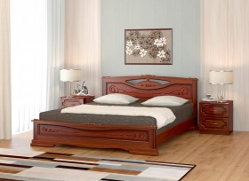 Кровать Карина-7 из массива сосны 1400*2000 Орех в Нерюнгри - neryungri.katalogmebeli.com | фото