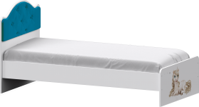 Кровать Каспер с мягкой спинкой и фотопечатью (800х1900)  Белый/Бирюза в Нерюнгри - neryungri.katalogmebeli.com | фото