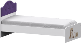 Кровать Каспер с мягкой спинкой и фотопечатью (800х1900)Белый/Фиолетовый в Нерюнгри - neryungri.katalogmebeli.com | фото 1