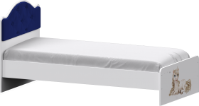 Кровать Каспер с мягкой спинкой и фотопечатью (800х1900)Белый/Синий в Нерюнгри - neryungri.katalogmebeli.com | фото 1