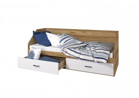Кровать Лайт 800 с ящиками (Крафт золотой/Белый) в Нерюнгри - neryungri.katalogmebeli.com | фото