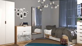 Кровать Лофт 1950х950 (Белый/корпус Дуб Сонома) в Нерюнгри - neryungri.katalogmebeli.com | фото 4