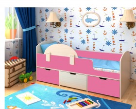 Кровать Малыш-мини Дуб молочный/Розовый в Нерюнгри - neryungri.katalogmebeli.com | фото 1