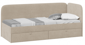 Кровать «Молли» с мягкой обивкой (900) тип 1 (Микровелюр Scandi Cream 03) в Нерюнгри - neryungri.katalogmebeli.com | фото 1